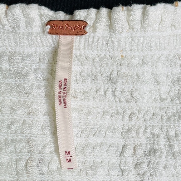 Free People NWT Ivory Boho Peasant Blouse | Puff Sleeve Embroidered Top | Size M - Picture 6 of 11